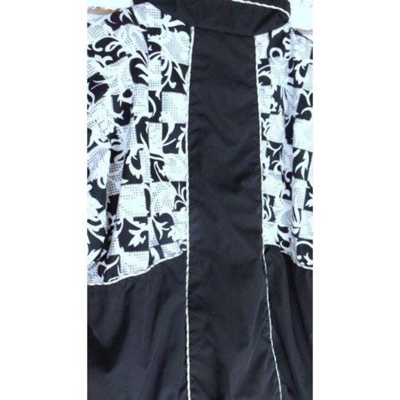 Vintage 90s black and white graphic floral print windbreaker jacket - Picture 5 of 7